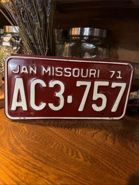 Vintage 1971 Missouri Steel License Plate - AC3-757 for passenger vehicle